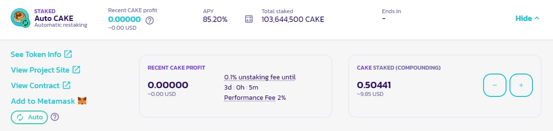 pancake pool cake stake fee