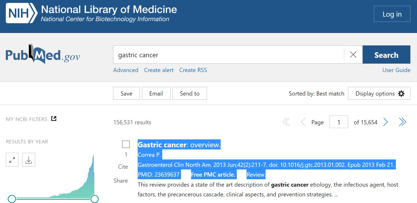 PubMed gastric cancer